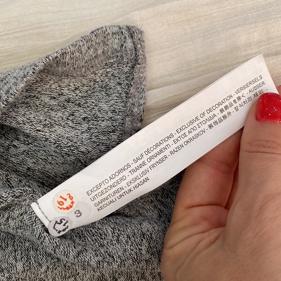 Zara Heather Grey Knit Long Sleeve V-Neck Sweater Top Pullover Sz. S black label - Picture 12 of 13